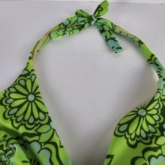 Victoria Secret Green and Blue Floral Flower Power Tie Neck Bikini Bathing Suit - Picture 6 of 9